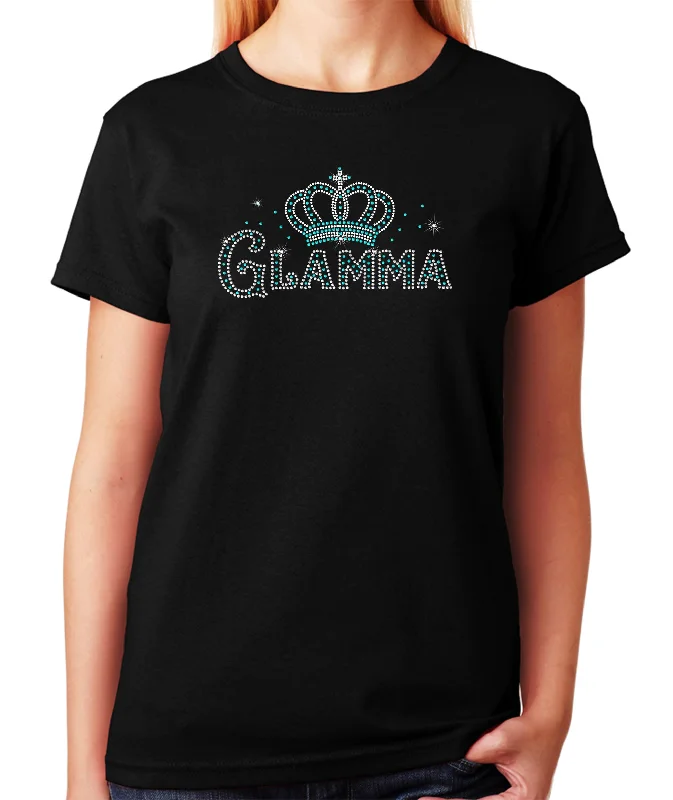 Women's / Unisex T-Shirt with Glamma with Crown in Rhinestones Mesh Fabric Canvas Fabric Denim Fabric Women's / Unisex T-Shirt with Glamma with Crown in Rhinestones Mesh Fabric Canvas Fabric Denim Fabric
