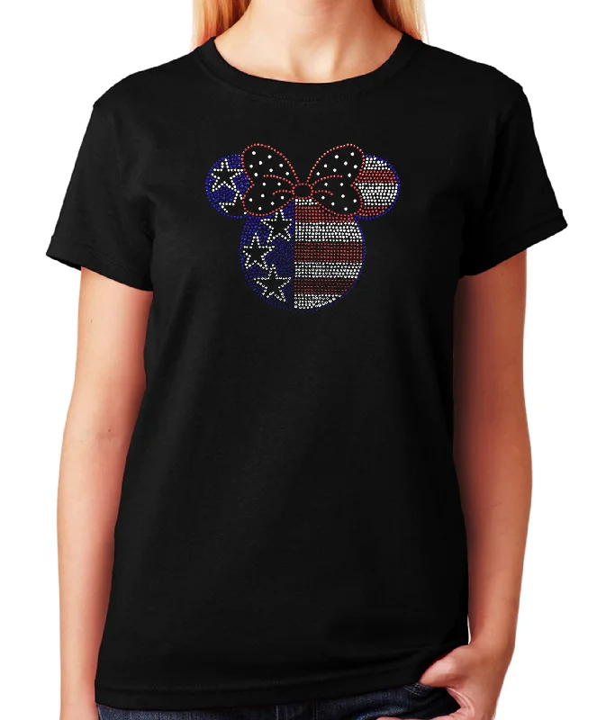 Women's / Unisex T-Shirt with Minnie Head 4th of July in Rhinestones Knit Fabric Woven Fabric Fleece Fabric Women's / Unisex T-Shirt with Minnie Head 4th of July in Rhinestones Knit Fabric Woven Fabric Fleece Fabric