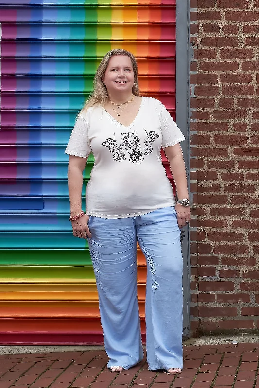 Year of the Tiger Women's Graphic Tee - Organic GOTS Certified Peruvian Pima Cotton Front Pockets Side Pockets Patch Pockets