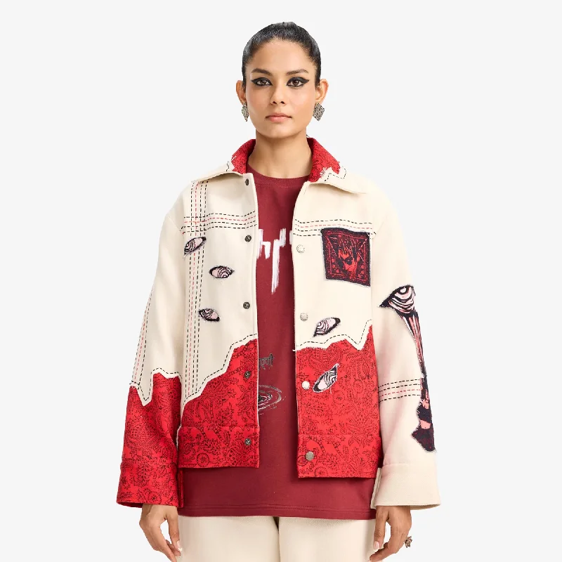 F A R A K | KHAYALI PULAO HANDMADE JACKET { RED/BEIGE