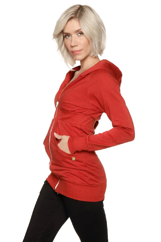 Zip-up Long Body Travel Hoodie Jacket (Cinnabar Red)