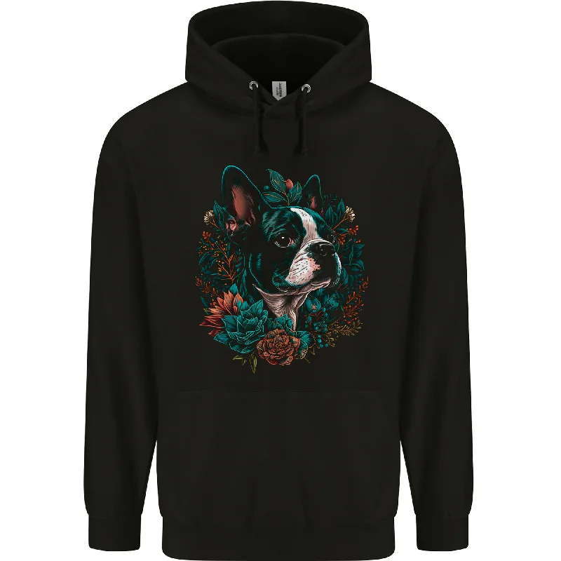 A Boston Terrier Dog Mens 80% Cotton Hoodie