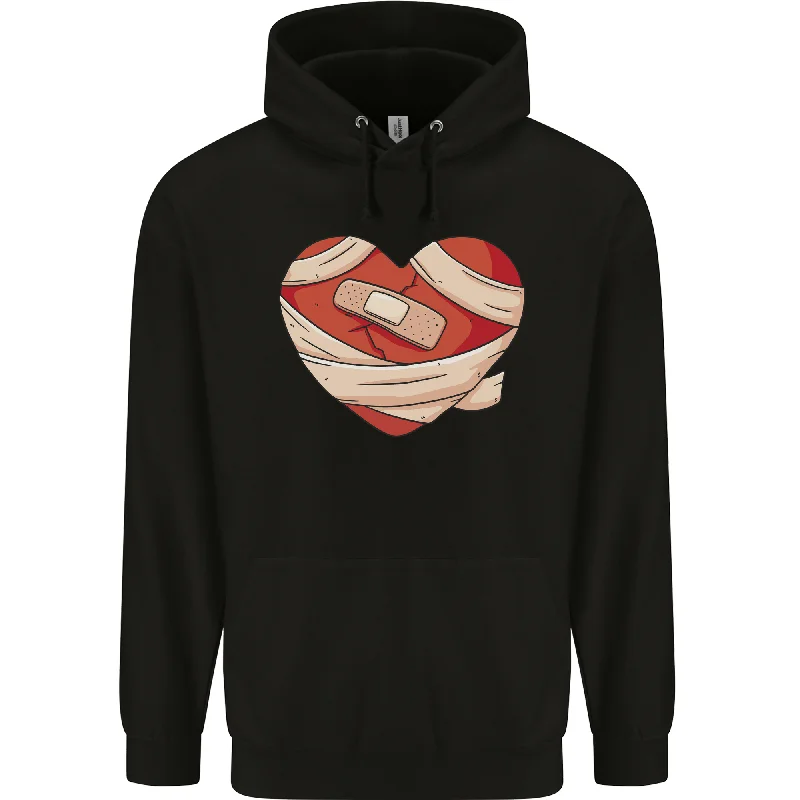 A Broken Heart Anti Valentines Day Single Mens 80% Cotton Hoodie