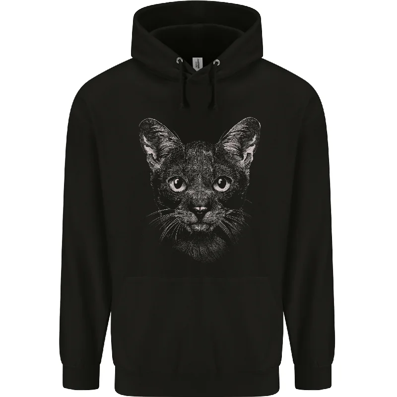 A Cat Face Mens 80% Cotton Hoodie