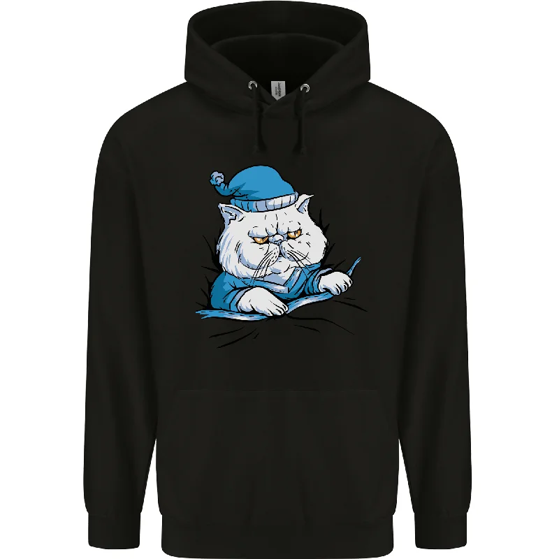 A Cat In Bed Under the Duvet Mens 80% Cotton Hoodie