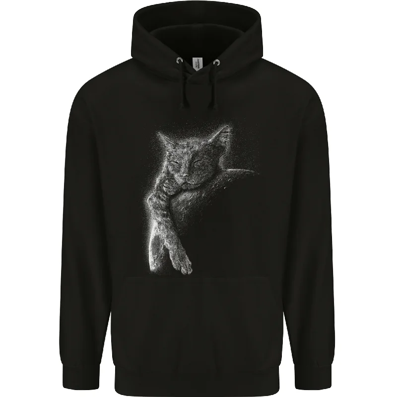 A Cat Sleeping on the Moon Mens 80% Cotton Hoodie