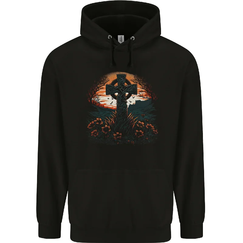 A Celtic Cross At Sunset Gothic Mens 80% Cotton Hoodie