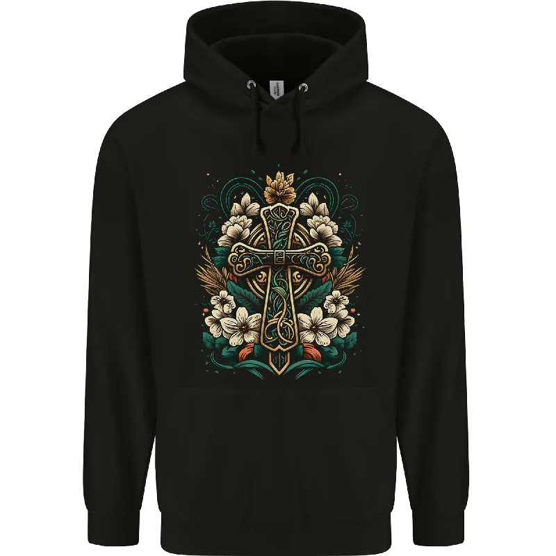 A Celtic Cross Mens 80% Cotton Hoodie