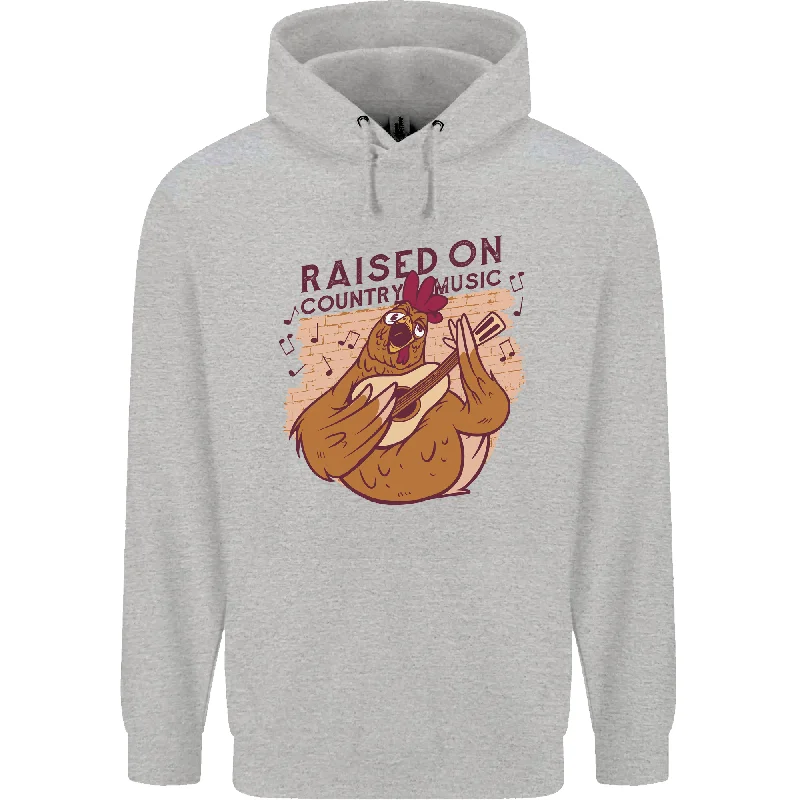 A Chicken Raised on Country Music Mens 80% Cotton Hoodie