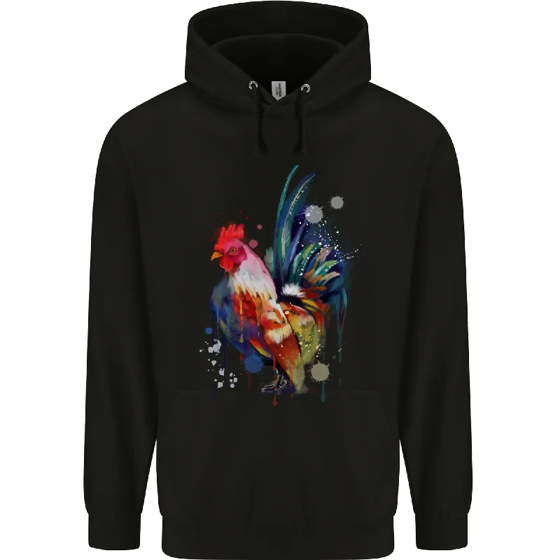 A Chicken Watercolour Mens 80% Cotton Hoodie