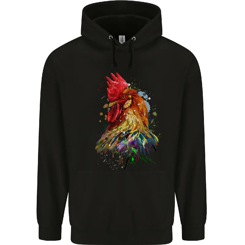 A Chicken Watercolour Mens 80% Cotton Hoodie