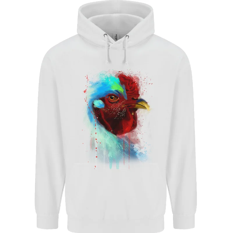 A Chicken Watercolour Mens 80% Cotton Hoodie