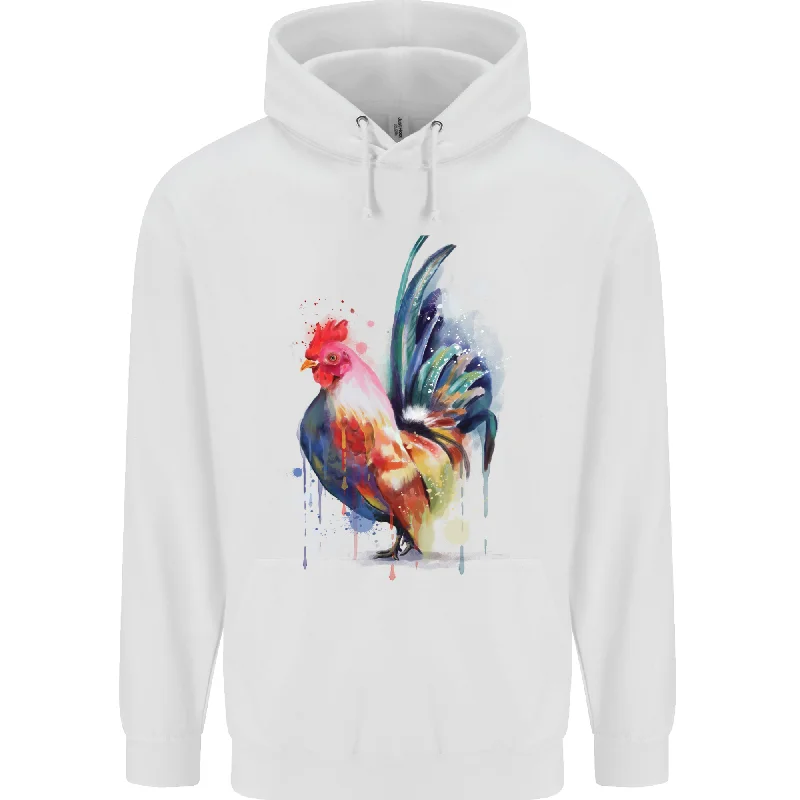 A Chicken Watercolour Mens 80% Cotton Hoodie