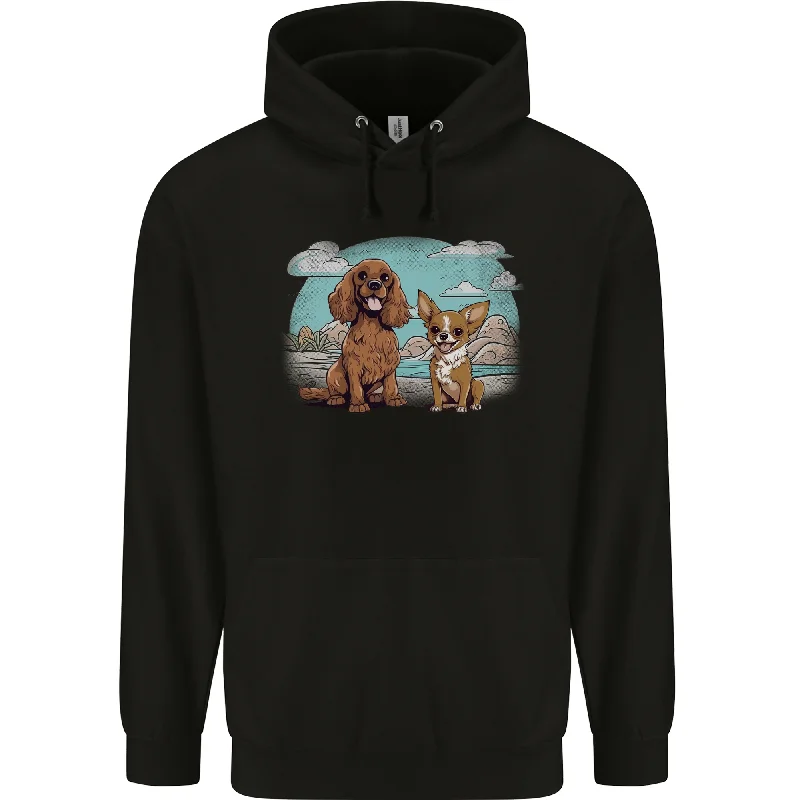 A Chihuahua & Cocker Spaniel Dogs Mens 80% Cotton Hoodie