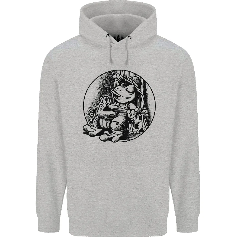 A Chilled Frog Playing the Guitar Guitarist Mens 80% Cotton Hoodie