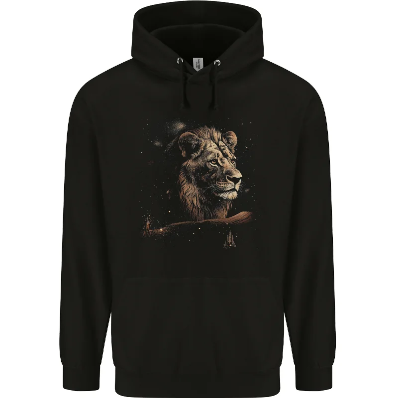 A Pensive Lion in the Desert Mens 80% Cotton Hoodie Hoodie with Hem Ribbing Snug Secure A Pensive Lion in the Desert Mens 80% Cotton Hoodie Hoodie with Hem Ribbing Snug Secure