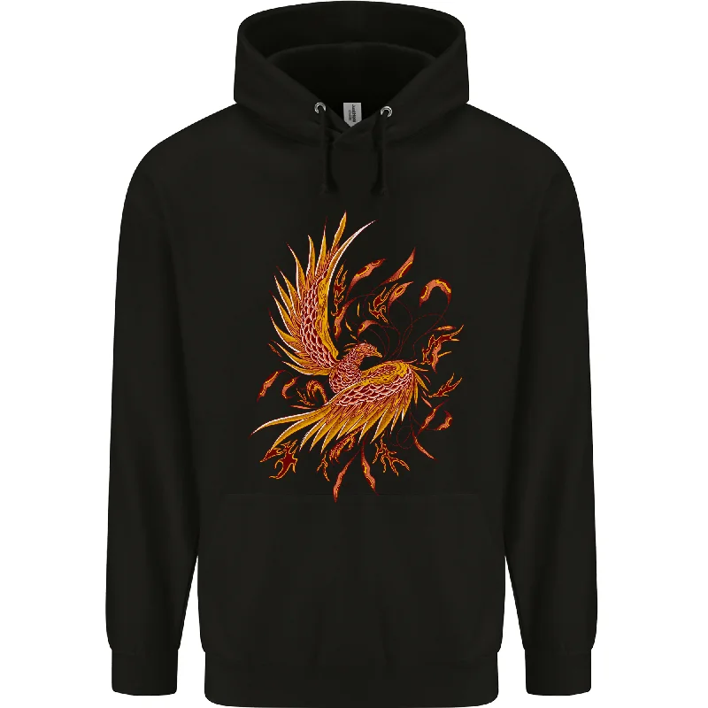 A Phoenix Rising From the Ashes Mens 80% Cotton Hoodie Hoodie with Hem Fringe Bohemian Relaxed A Phoenix Rising From the Ashes Mens 80% Cotton Hoodie Hoodie with Hem Fringe Bohemian Relaxed