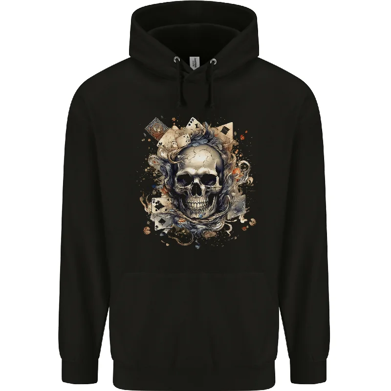 A Poker Skull Playing Cards Mens 80% Cotton Hoodie Hoodie with High-Low Hem Asymmetrical Trendy A Poker Skull Playing Cards Mens 80% Cotton Hoodie Hoodie with High-Low Hem Asymmetrical Trendy