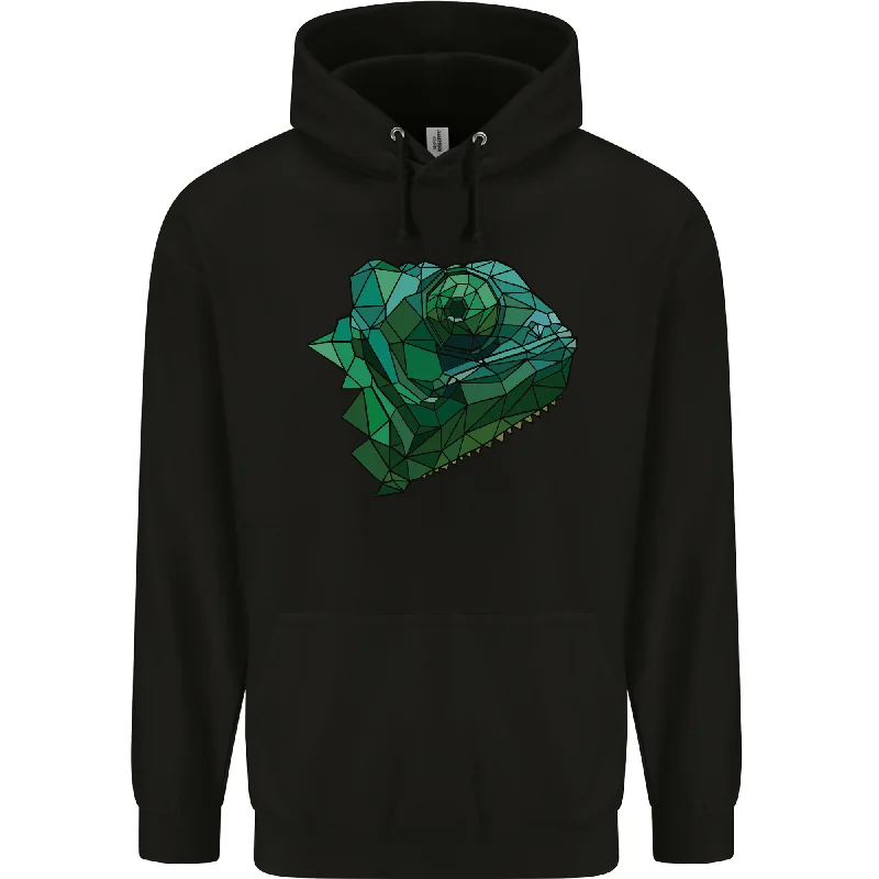 A Polygonal Chameleon Mens 80% Cotton Hoodie Hoodie with Neon Bright Vibrant
