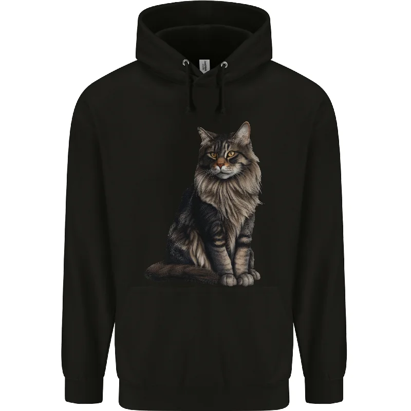 A Posing Cat Mens 80% Cotton Hoodie Hoodie with Patch Decorative Personalized
