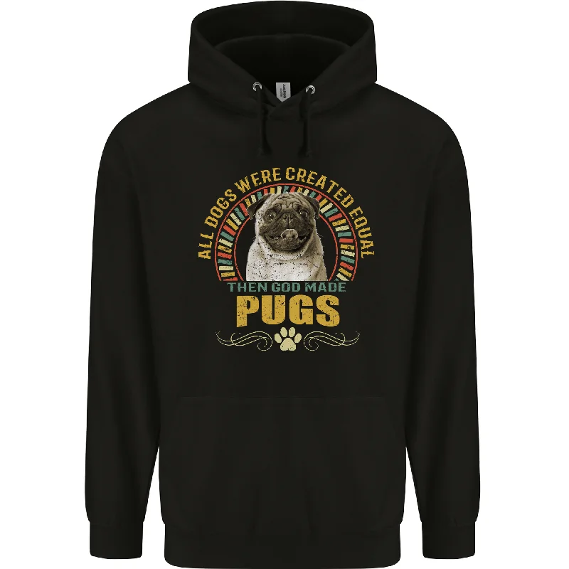 A Pug Dog Mens 80% Cotton Hoodie Hoodie with Hem Ribbing Snug Secure