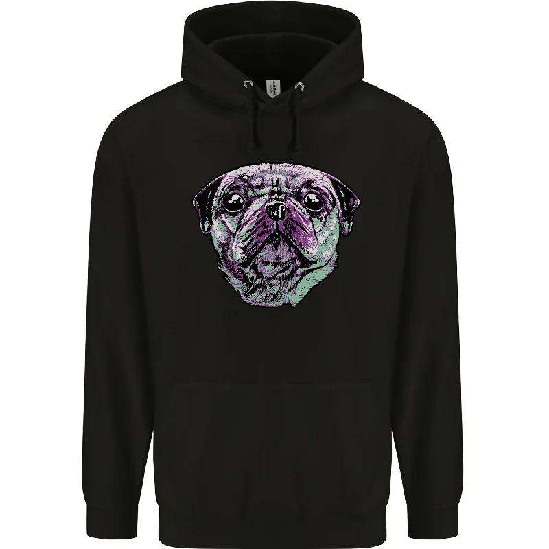 A Pug Face Dog Mens 80% Cotton Hoodie Zip Hoodie Drawstring Kangaroo Pocket