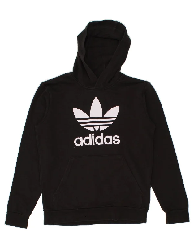 ADIDAS Boys Graphic Hoodie Jumper 13-14 Years Black Cotton Hoodie with Contrast Stitching Detailed Premium ADIDAS Boys Graphic Hoodie Jumper 13-14 Years Black Cotton Hoodie with Contrast Stitching Detailed Premium