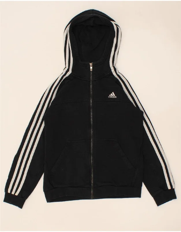 ADIDAS Boys Zip Hoodie Sweater 11-12 Years Black Hoodie with Lace Feminine Delicate
