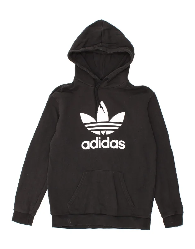 ADIDAS Mens Graphic Hoodie Jumper Medium Black Cotton