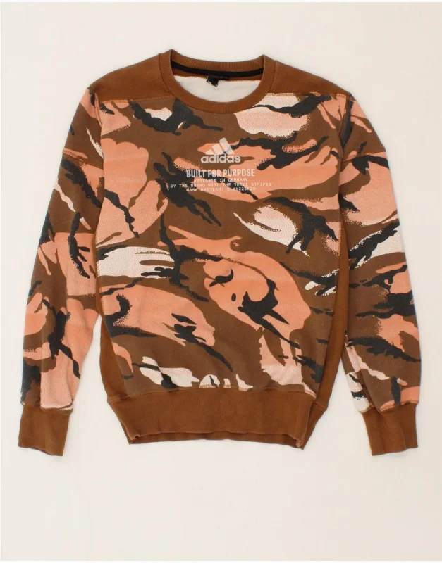 ADIDAS Mens Graphic Sweatshirt Jumper Small Brown Camouflage Cotton Graphic Hoodie Design Print ADIDAS Mens Graphic Sweatshirt Jumper Small Brown Camouflage Cotton Graphic Hoodie Design Print