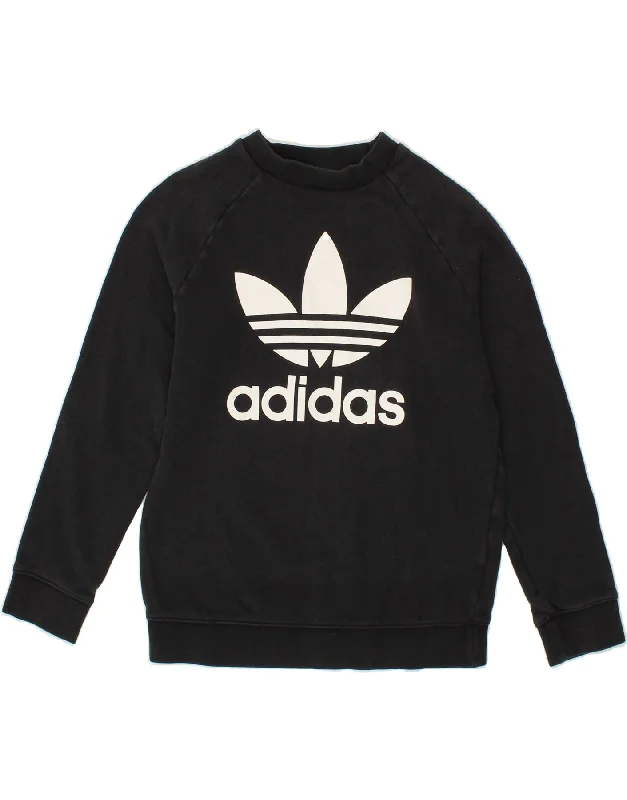 ADIDAS Womens Graphic Sweatshirt Jumper UK 10 Small Black Cotton