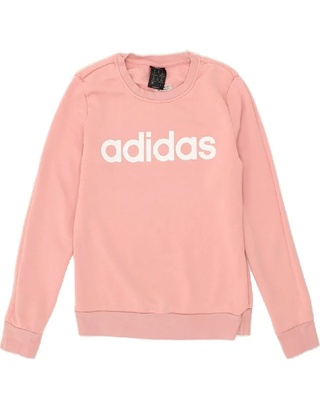 ADIDAS Womens Graphic Sweatshirt Jumper UK 4/6 XS Pink Cotton