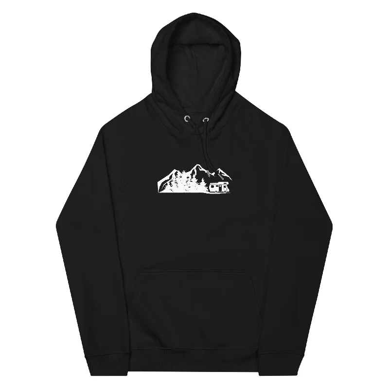 Berge - Bäume - Camping Van - Unisex Premium Organic Hoodie Hoodie with Puffed Sleeves Voluminous Trendy