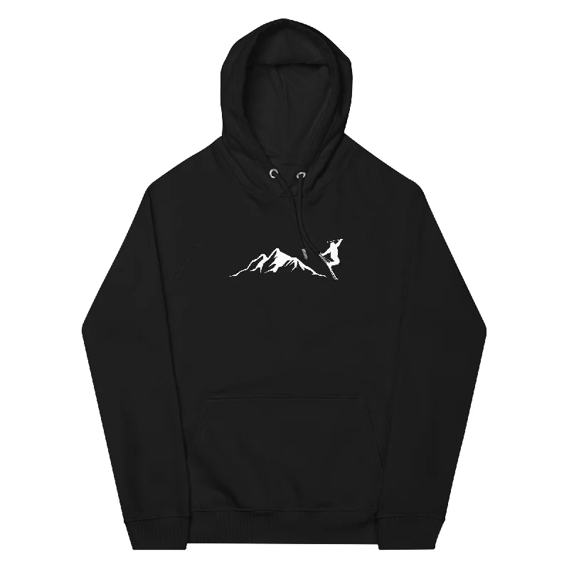 Berge - Skifahren - (14) - Unisex Premium Organic Hoodie Hoodie with Hem Raw Edge Edgy Unfinished