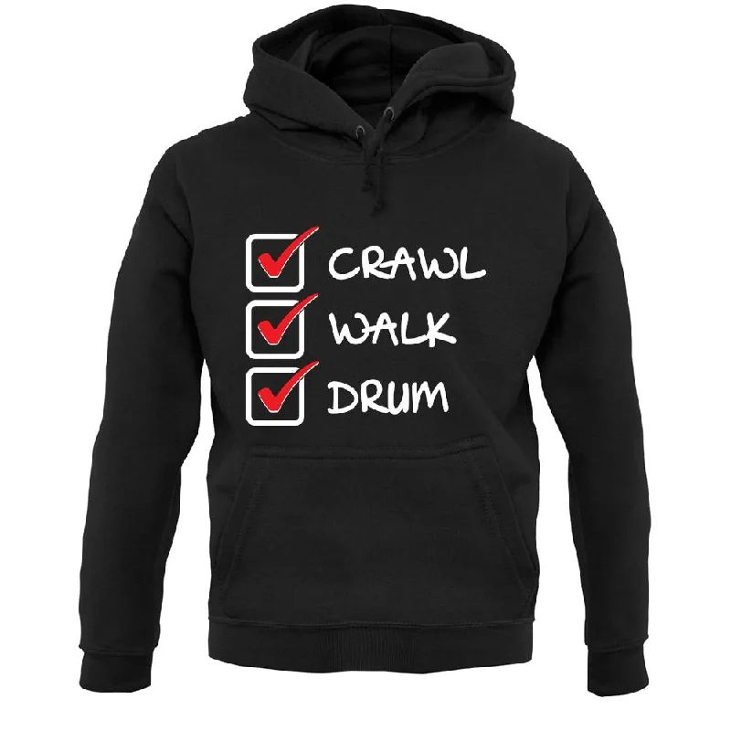 Crawl Walk Drum Unisex Hoodie Hoodie with Button Classic Timeless