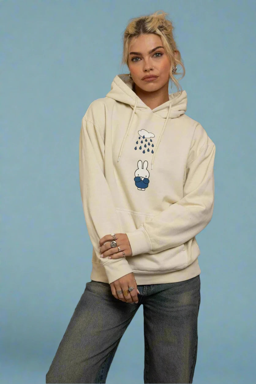 Daisy Street x Miffy Raindrops Natural Hoodie Hoodie with Hem Raw Edge Edgy Unfinished Daisy Street x Miffy Raindrops Natural Hoodie Hoodie with Hem Raw Edge Edgy Unfinished
