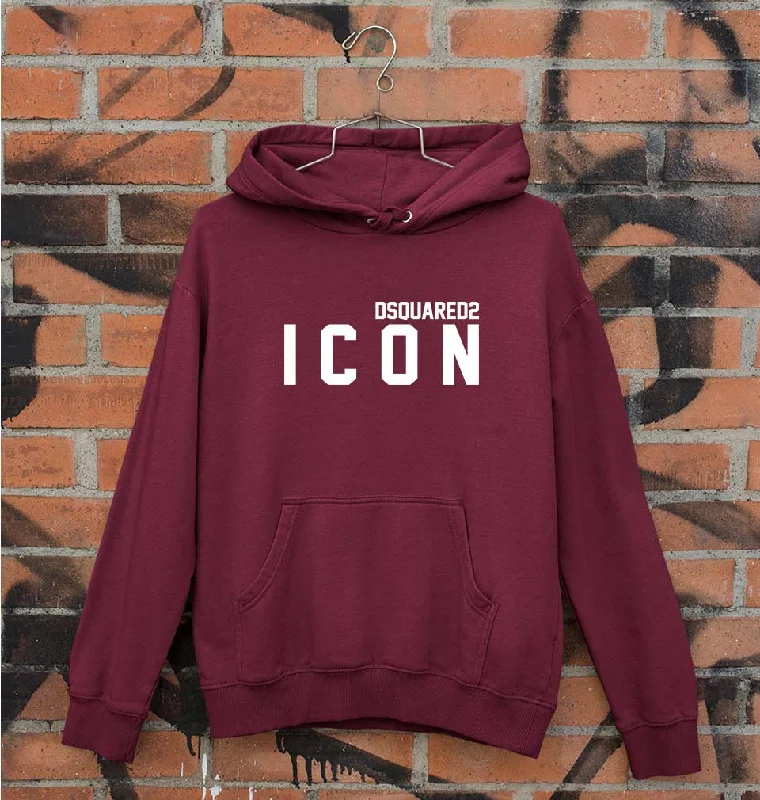 DSQUARED - ICON Unisex Hoodie for Men/Women Hoodie with Hem Frayed Vintage Worn
