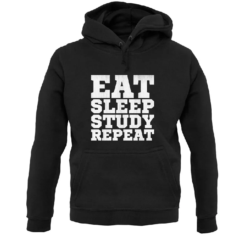Eat Sleep Study Repeat Unisex Hoodie Hoodie with Pocket Utility Practical