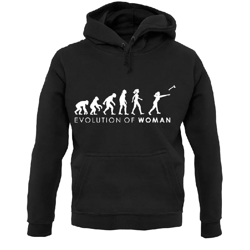 Evolution of Woman Axe Throwing Unisex Hoodie Hoodie with Fur Luxurious Winter