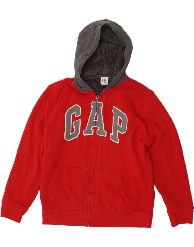GAP Boys Graphic Zip Hoodie Sweater 14-15 Years 2XL Red Hoodie with Set-In Sleeves Structured Classic GAP Boys Graphic Zip Hoodie Sweater 14-15 Years 2XL Red Hoodie with Set-In Sleeves Structured Classic