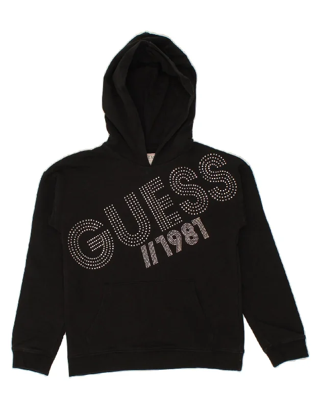 GUESS Girls Graphic Hoodie Jumper 11-12 Years Black Hoodie with Emblem Brand Identity GUESS Girls Graphic Hoodie Jumper 11-12 Years Black Hoodie with Emblem Brand Identity