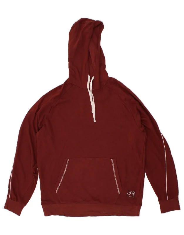 GYMSHARK Mens Hoodie Jumper Large Maroon Cotton