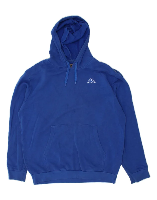 KAPPA Mens Hoodie Jumper XL Blue Cotton Hoodie with Strings Custom Fit Adjustable
