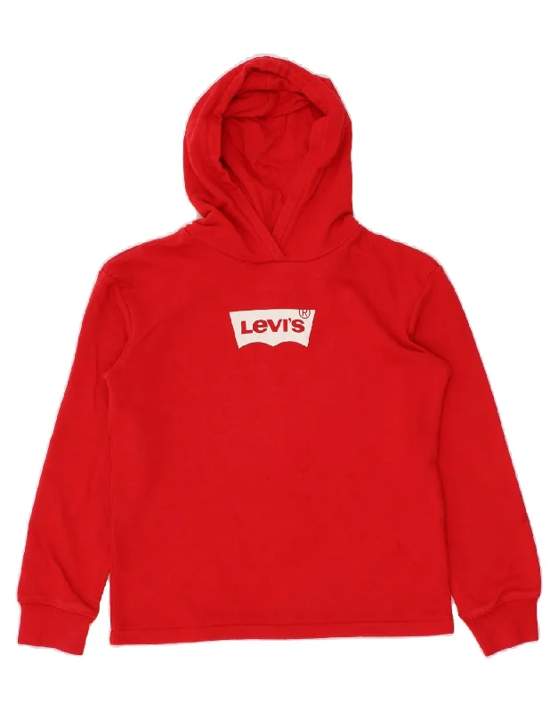 LEVI'S Boys Graphic Hoodie Jumper 11-12 Years Red Hoodie with Embroidery Detailed Premium LEVI'S Boys Graphic Hoodie Jumper 11-12 Years Red Hoodie with Embroidery Detailed Premium
