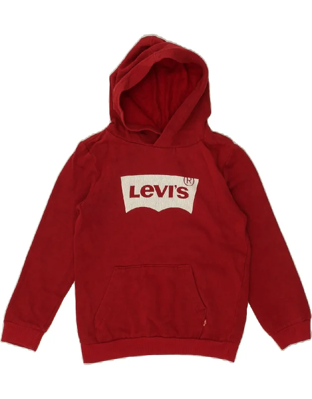 LEVI'S Boys Graphic Hoodie Jumper 5-6 Years Red Cotton