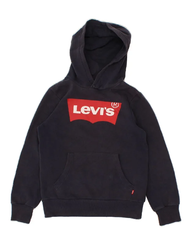 LEVI'S Boys Graphic Hoodie Jumper 9-10 Years Navy Blue Cotton Hoodie with Half-Zip Sporty Casual LEVI'S Boys Graphic Hoodie Jumper 9-10 Years Navy Blue Cotton Hoodie with Half-Zip Sporty Casual