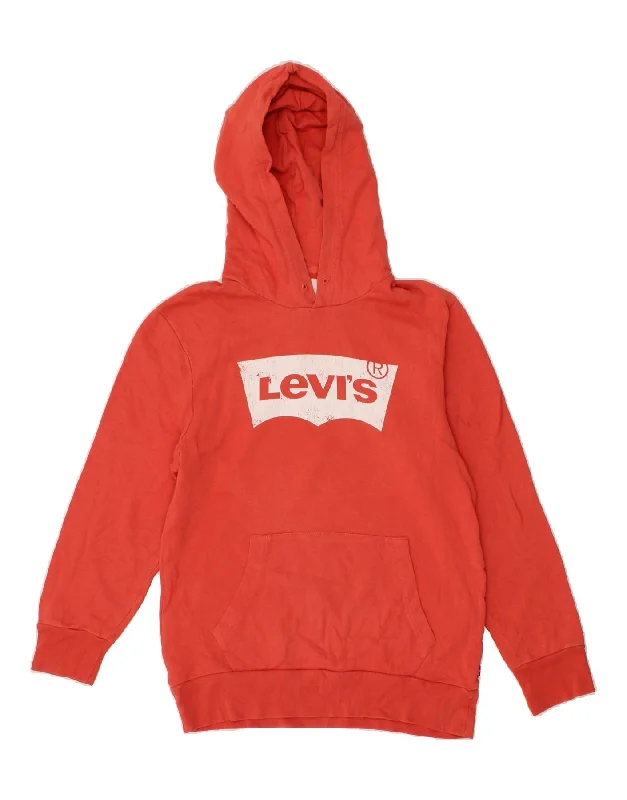 LEVI'S Womens Graphic Hoodie Jumper UK 10 Small Red Cotton