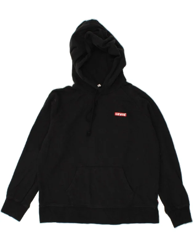 LEVI'S Womens Oversized Graphic Hoodie Jumper UK 14 Medium Black Cotton Hoodie with Mesh Breathable Sporty LEVI'S Womens Oversized Graphic Hoodie Jumper UK 14 Medium Black Cotton Hoodie with Mesh Breathable Sporty