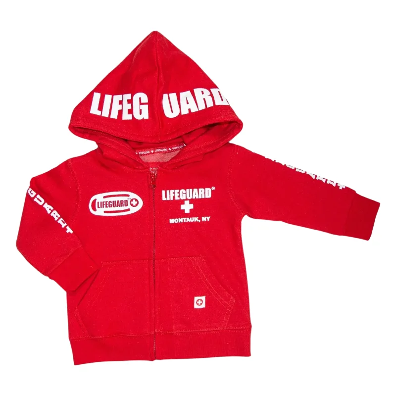 Adult Lifeguard Montauk NY Zip-Up Hoodie Cotton Hoodie Fleece Lining Warmth