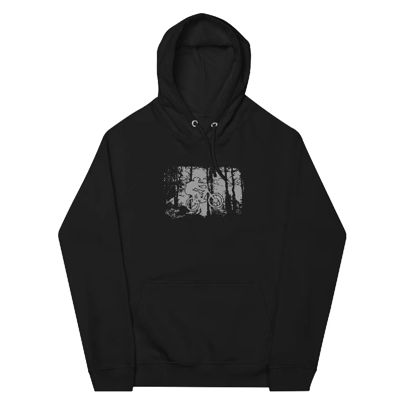 Mountainbiken im Wald - (M) - Unisex Premium Organic Hoodie Hoodie with Raw Hem Edgy Unfinished Mountainbiken im Wald - (M) - Unisex Premium Organic Hoodie Hoodie with Raw Hem Edgy Unfinished